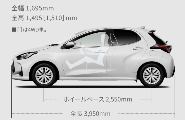 トヨタ　ヤリス　サイズ寸法