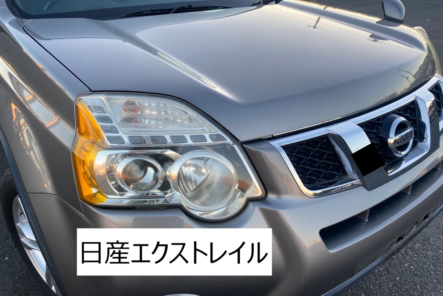 川崎市多摩区生田エリアのお客様から買取した日産エクストレイルの斜め前